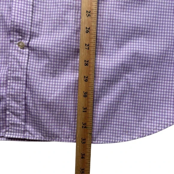 Peter Millar Mens XXL Purple Houndstooth Cotton Button Down Shirt #919 - Picture 7 of 9